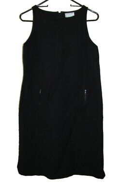 Vtg 90s Y2K Oscar by Oscar De La Renta Black Sheath Dress Zip Pockets sz 10 USA